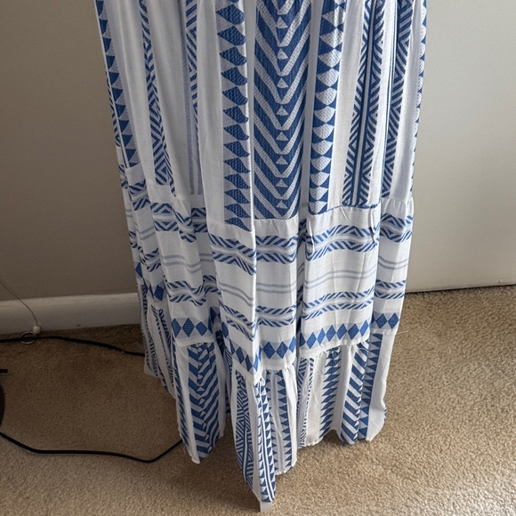 Japna Blue and White Geometric Maxi Dress - Picture 2 of 6